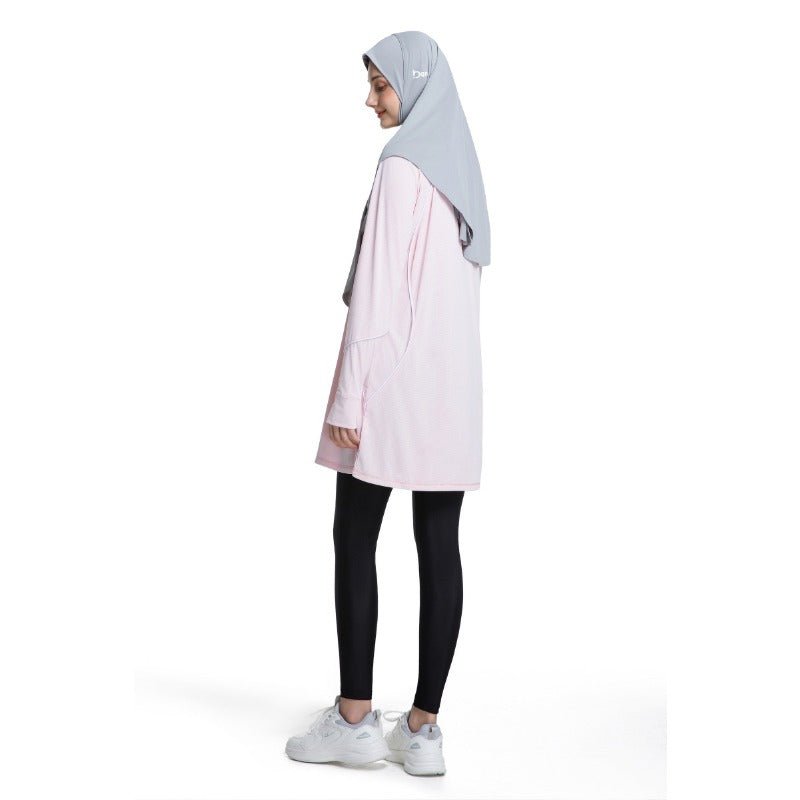 Women's Quick Dry Long Sleeve Modest Workout Top | Polyester Athletic Yoga Tunic with Simple Lines(MS114) - Mariam's Collection